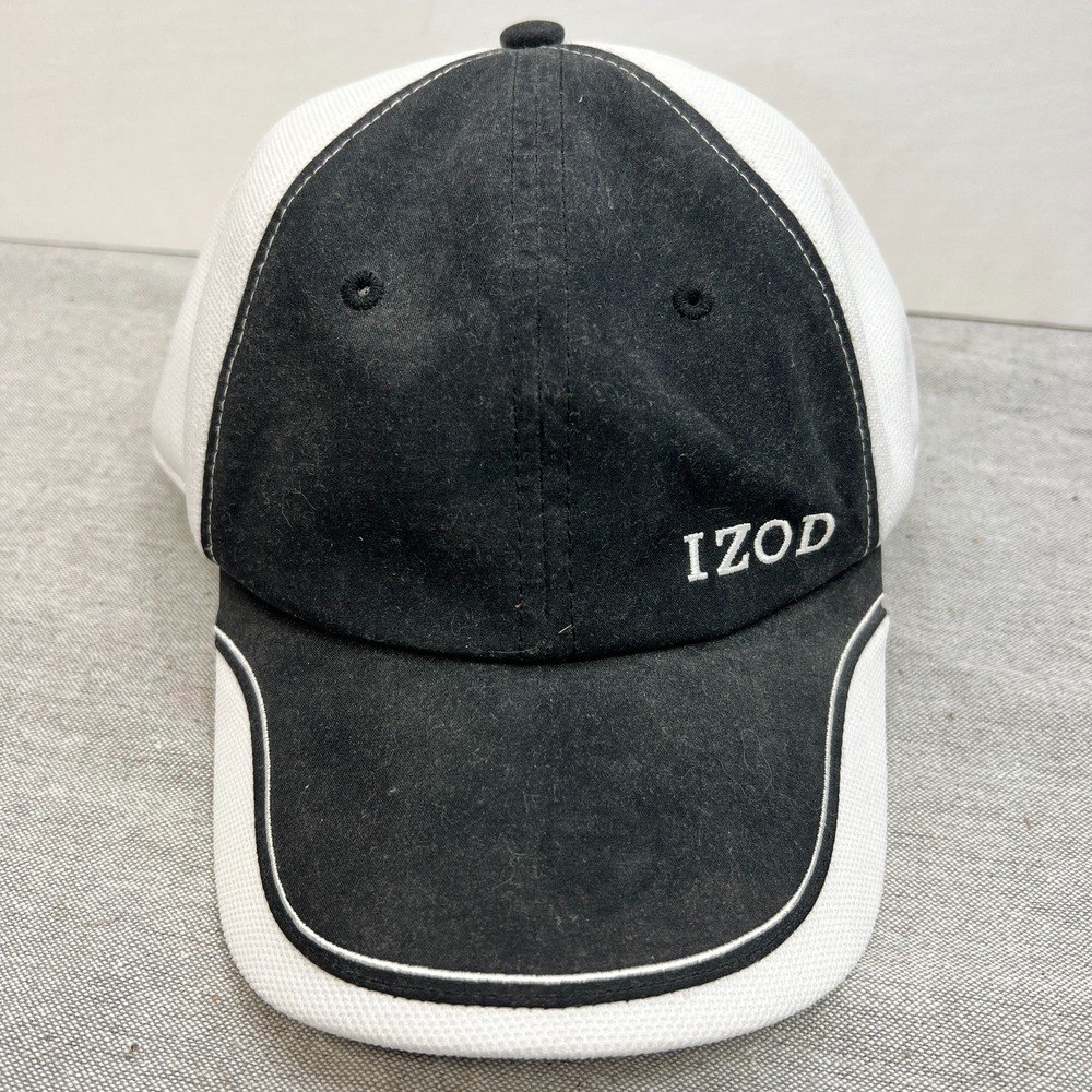 IZOD‎ Black and White Embroidered Logo Baseball Cap Hat One Size